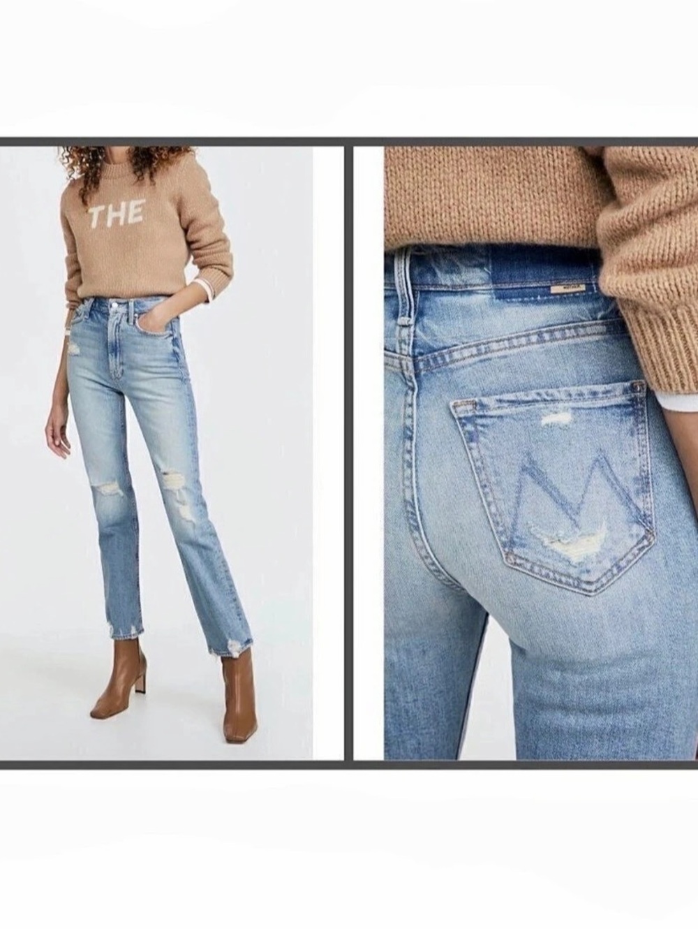 MOTHER High Waisted Rider Skimp Straight Leg Jeans Blue Waist 28